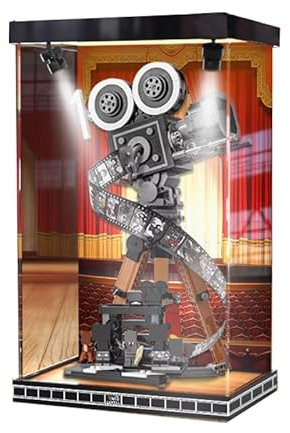 HCAEIOFJ Transparente Acryl-Vitrine für Lego Disne 43230, anwendbar für Walt Disney Tribute-Kamera-Displaybox, Geschenk (nur Vitrine) (Hintergrund + Oberlicht)