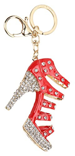 MUNEFE Schlüsselring Schuhe, Strass-Stiefel-Schlüsselanhänger, Schlüsselanhänger High Heel für Geldbörsenanhänger, Handtaschenverzierungen, Autoanhänger und Taschenverzierungen (Rot)