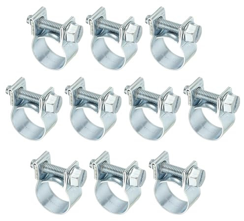 PATIKIL 10 Pcs 12-14mm Mini Fuel Injection Hose Clamps Zinc Plated Adjustable Clamp
