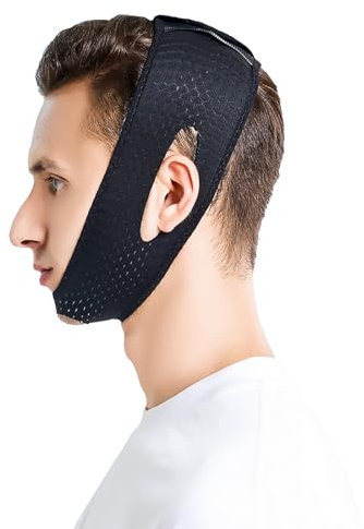 Kinnband Schlafapnoe Kinnmaske Schlafen Kinn Maske Zum Schlafen Anti Schnarch Maske Kinnband Straffen Sie Die Haut und Verbessern Sie Den Schlaf für Männer und Frauen (Schwarz)