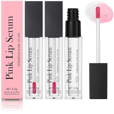 Pink Lip Serum,Pink Lip Serum Plumper,Pink Lip Serum Plumping,Pink Lip Serum Plump Gorgeous Glow of Lips,Glow Color Changing Lip Oil,Repair Lippenöl,Feuchtigkeit und Reduziert Feine Linien (3PC, 5.5g)