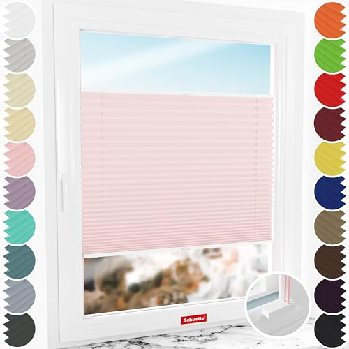 Schuette® Plissee mit Bohren zum Anschrauben ● Premium Kollektion: Powdered Rose (Rosa) ● 80x200cm (Breite x Höhe) ● Suprafix Faltrollo Befestigung ● Bequeme Rollo Montage inkl. Video