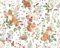 ReWallpaper Tropical Animal Wallpaper White Green Leaf Sticky Back Plastic Kids Mushroom Peel And Stick Wallpaper Patterned Foxes Squirrels Rabbit Contact Paper for Furniture Cabinets 44.5CMx3M