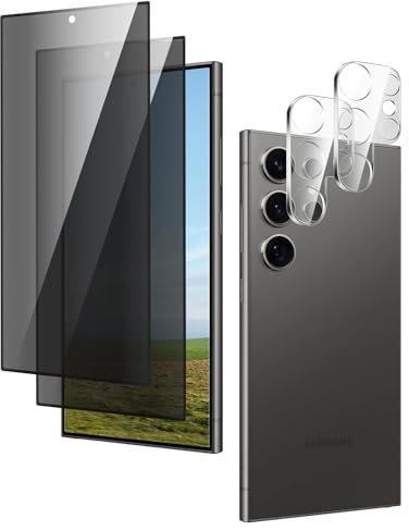 Anti-espion Verre Trempé pour Samsung Galaxy S24 Ultra, Dureté 9H écran Vitre Protecteur, Anti-Spy Privacy Film Protection Écran, Film de Protection en Verre Trempé 2 + 2 Pièces
