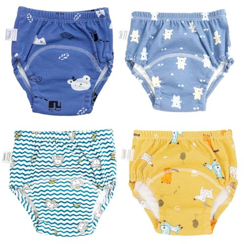 Oaygat 4 Pack Baby Toddler Training Pants Boys Underwear with Cartoon Pattern Cotton Washable Toilet Training Underwear Baby Mesh Potty Leak-Proof Cotton
