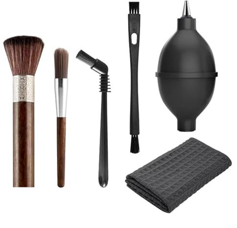 Coffee Cleaning Brush Set 6 Pieces Wooden Nylon Brushes Air Blower Towel Espresso Machine Grinder Cleaning Kit