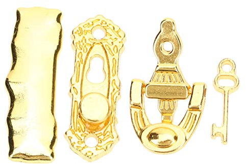 NAMOARLY 1set Mini House Decorative Accessories Dollhouse Door Lock Key Mailbox Doorbell Antique Style Tiny House Door Accessories for Realistic Crafts
