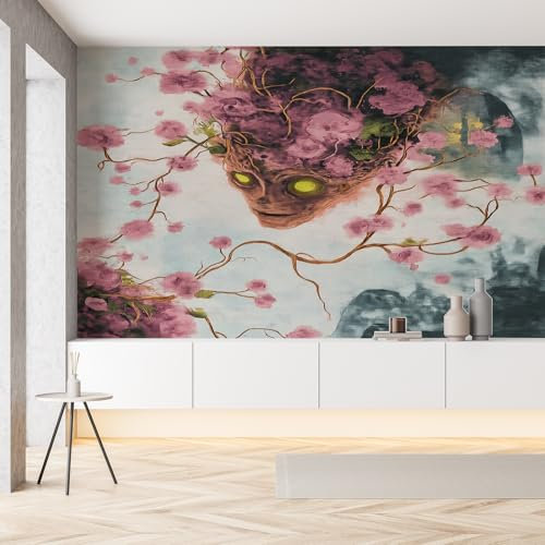 Anime Blumenmuster Fototapete Schlafzimmer 200 x 140 cm Zweig Elfe Tapeten Vliestapete Weiß Wasserdichte Dekorative Wandaufkleber