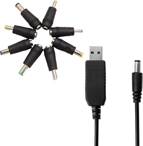 Yeesabella 1m USB to Dc Power Cable,5v USB Power Chager Cord 3.5*1.35, 4.0*1.7, 6.0*1.4, 4.8*1.7, 5.5*2.1, 6.3*3.0, 5.5*2.5, 5.5*1.7 mm Connectors, 5.5 X 2.1mm Plug Adapter for Router,Keyboard,Laptops