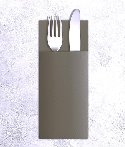 VelaHub Airlaid 50 Besteckservietten, Hochwertige, Einwegserviette, 39X40 cm, Greige