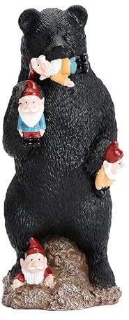 Milisten Gartendekoration Bär Frisst GNOME Figur aus Kunstharz Schwarz | Lustige Gartendekoration, Gartenzwerg Dekoration für Shopping Mall und Garden, Halloween Feier