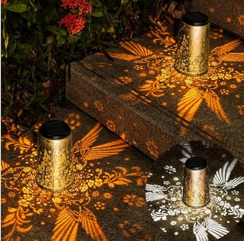 Solarlampen für Außen, 2 Stück Kolibri Gartendeko LED Solar Laternen für Draußen Wasserdicht IP65 Balkon Deko, Solarleuchte Hängend für Dekoration Terrassen, Garten, Gartendeko, Patio, Camping, Rasen