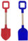 NASSMOSSE 2pcs Plage Pelle, Rouge Bleu abbs plastifications en Plastique Pelle à la poignée en Bois, Outils de Sable à Double Fonction pour Construire, sculpter ou Creuser