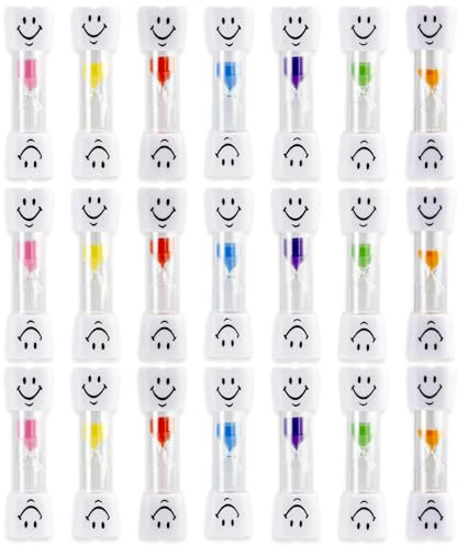 SICANAUO 21Pcs 2 Minutes Sand Timer, 7 Colors Toothbrush Clock, Cute Hourglass Sandglass Timer, Visual Time Tracker, Egg Sand Timers for Kids Home Kitchen Office Classroom Gifts