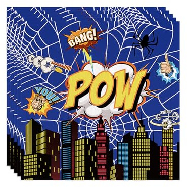 Gleemix Spinnennetz Deko Servietten, 20 Pcs Spinnen Servietten Kindergeburtstag, Superhelden Geburtstag, Blau Rote Ghost Spider Theme Papierservietten, Für Spinnen Party Geburtstagdeko Halloween Deko
