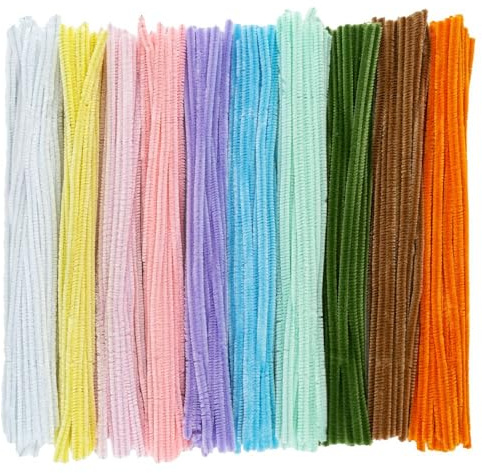 Ideen mit Herz | 250 Chenille-Drähte in 10 Farben | Pfeifenreiniger zum Basteln | bunte Pfeifenputzer | 30 cm lang | Ø 6 mm (Farbsortierung 1)
