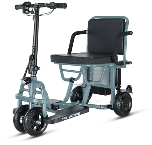 FREEJOYER Elektromobil für Senioren, 4-Rad Seniorenmobil Klappbar, Max 15Km/h, 20KM Reichweite, Seniorenmobil Mobilitätsroller mit Korb und komfortabler Sitz, F8 ACTIVE (Blau)