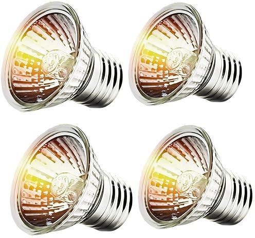 PetFizz UVA UVB Wärmelampe Terrarium Reptilien, UV Terrarium Lampe 25W 4Stück, Reptilien Wärmelampe Halogen E27 für Schildkröten, Bartagamen, Eidechsen, Schlangen