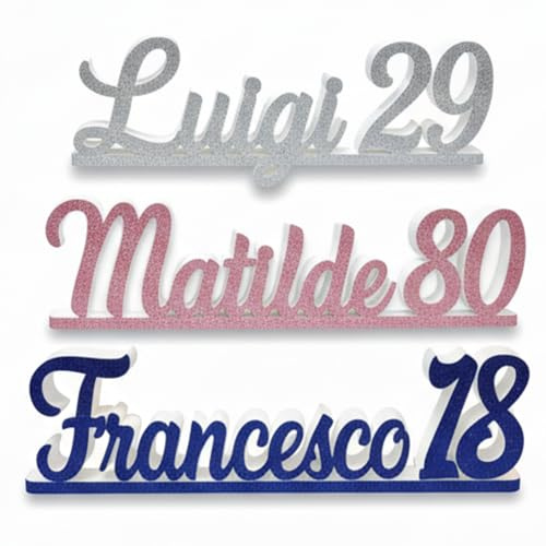 FESTA WOW Scritta Nome Personalizzata in Polistirolo Glitterato 55x15x5 cm Decorazione Made in Italy Ideale per Feste,Matrimonio,Battesimo,Comunione,Idee Regalo Personalizzabile Glitter
