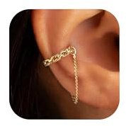 Asdecy Ear Cuff Gold Fake Piercing Ohrringe Ohrclips Damen Ohne Ohrlöcher Wrap Cuban Kette Huggie Clip Ohrringe Fake Helix Knorpel Earcuffs in Geschenkbox