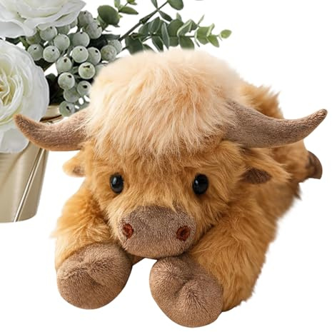 Dopsyesn Gewichteter Wärmekissen Highland Cow Plüschtier,Weiche Kuschelige Dekoration,Für Wohnzimmer Schlafzimmer Spielzimmer Wohnheimzimmer Couch Sofa Mädchen Teenager Erwachsene