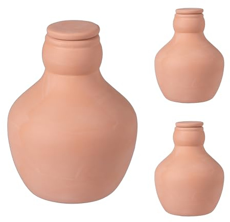 Relaxdays Ollas, 3er Set, 500 ml, Ton, wurzelnahe Bewässerung, Hochbeet & Gewächshaus, weniger Wasserverlust, terrakotta