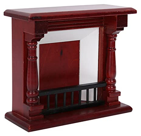 Chrees 1:12 Mini chimenea casa de muñecas muebles decorativos, Rosewood Mini Chimenea para muñecas escala 1:12