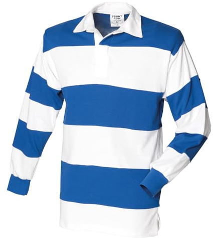Front Row Sewn Stripe Rugby Shirt : Color - White : Size - L