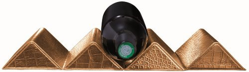 Le Creuset Wine Cube and Bottle Rack, 6-Bottle Rack, Foldable into Cube, Model WA-145, Leather, Gold Croco, 50069008700080