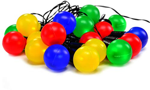 Nipach GmbH LED Partylichterkette Partybeleuchtung Lichterkette für Weihnachten Hochzeit Kindergeburtstag – 20 Leuchtkugeln mit Trafo – innen & außen – bunt