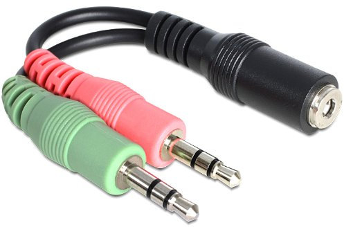 Adapterkabel Klinke 3,5 mm 4-polig Buchse auf 2 x 3,5 mm Klinke St ® 65459 Delock