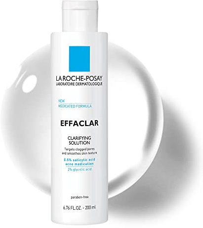La Roche-Posay Effaclar Clarifying Solution Acne Toner with Salicylic Acid and Glycolic Acid, Pore Refining Oily Skin Toner, Gentle Exfoliant to Unclog Pores and Remove Dead Skin Cells