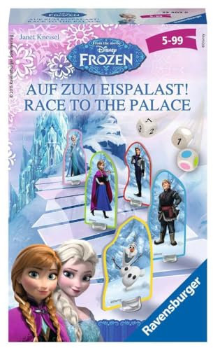 Ravensburger 23402 - Disney Frozen: Auf zum Eispalast!, Mitbringspiel für 2-4 Spieler, Kinderspiel ab 4 Jahren, kompaktes Format, Reisespiel, Brettspiel, Teal/Turquoise Green
