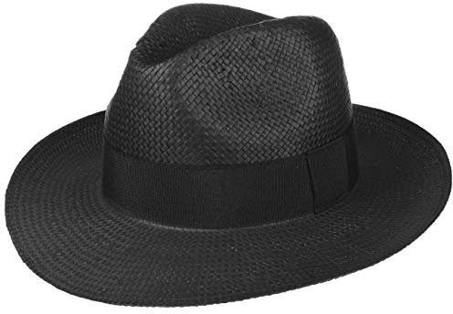 Lipodo Black Mountain Herren - Bogarthut aus Papierstroh - Sommerhut Made in Italy - Strohhut Frühjahr/Sommer- Strandhut mit Ripsband - Sonnenhut schwarz M (56-57 cm)