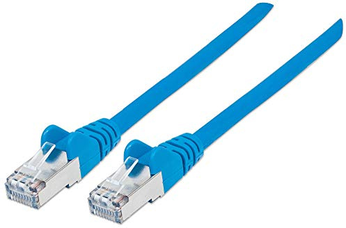 Intellinet Network Patch Cable, Cat6A, 0.5m, Blue, Copper, S/FTP, LSOH / LSZH, PVC, RJ45, Gold Plated Contacts, Snagless, Booted, Polybag