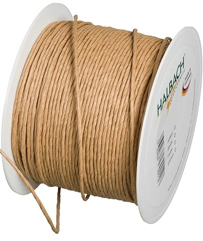 Halbach Seidenbänder Papierdraht aus Recyclingpapier mit draht - Breite 2mm Länge 100m - Papierkordel zum basteln und für die Floristik - Basteldraht für kreative Ideen - Farbe: Natur
