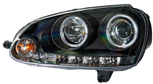 AutoStyle Satz Scheinwerfer passgenau | kompatibel mit Volkswagen Golf V 2003-2008 - Schwarz - inkl. Standlichtringen