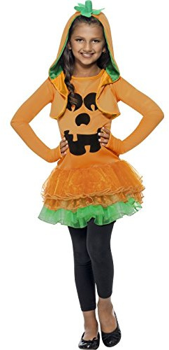 Smiffys Pumpkin Tutu Dress Costume, Orange with Tutu Dress & Hooded Jacket, Halloween Child Fancy Dress, Pumpkin Dress Up Costumes