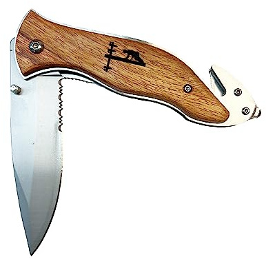 Hip Flask Plus Knife - Rosewood Liner Lock Knife - Lineman - 138