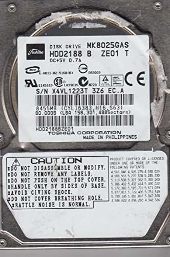 Toshiba MK8025GAS, B0/KA024A, HDD2188 B ZE01 T, 80GB IDE 2.5 Hard Drive