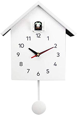 LOVIVER Dekorative Wanduhr, Kuckucksuhr Aus Dem Fenster, Samll Bird Stundenuhr Art for Home Aufenthaltsraum Küche Dekor Dekoration, Weiß