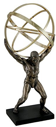 Zeckos Atlas tragende Himmelskugel Bronzefarbene Statue