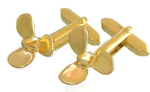 Manschettenknöpfe Schiffs Schraube Propeller vergoldet glänzend inkl. Geschenkbox schönes maritimes Accessoires für die Umschlagmanschetten