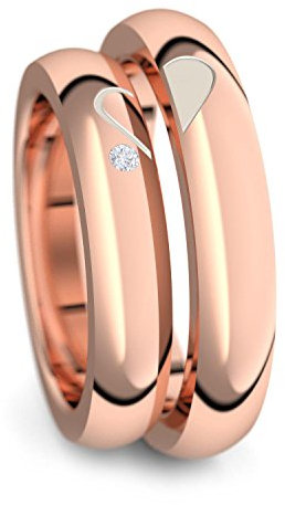 Eheringe Verlobungsringe Trauringe Freundschaftsringe Rotgold (Silber 925 hochwertig vergoldet) * inkl. GRATIS Luxusetui * Zirkonia Paarpreis Set Partnerringe Silber Paar ER40VGRTZIFA-6