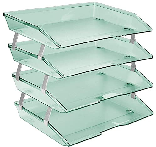 Acrimet Facility 4 Ebenen Briefablage Seiteneinschub, Letter Tray/A4, Desktop Datei Organizer, Kunststoff (Transparent Grün)