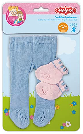 Heless 750 - Strumpfhose mit Söckchen für Puppen in verschiedenen Pastellfarben, 1 von 3 Designs (zufällige Auswahl), Größe 28 - 35 cm