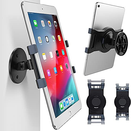 AboveTEK Soporte de Pared para iPad, Soporte Giratorio de 360 ° para Tableta con 2 Soportes para Adaptarse a Tabletas de 6-13, Ajuste Horizontal/Vertical Negro