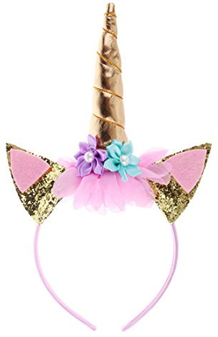 JMITHA Haarreif Einhorn Elastisch Einhorn Blumenmädchen Haarschmuck Mädchen Haare Hoop Stirnbänder Haar-Zusätze Haarreif