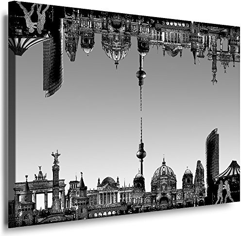 Julia-Art Leinwandbilder Skyline - Bild Berlin - Wandbild fertig gerahmt - 60 mal 40 cm Kunstdruck XXL - Leinwand Bild Fernsehturm - verschiedene Varianten Be-01-37