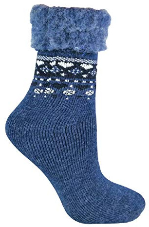 Sock Snob - Calze da Letto Donna Invernali Calde Termiche in Lana Stile Nordico Calzini per Casa con Risvolto Morbidi